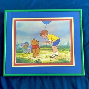 Winnie the Pooh and the Blustery Day Print - Green Framed - Kid’s/Baby Room
